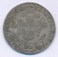 1806B 20kr Ag "I. Ferenc" T:F patina
Hungary 1806B 20 Kreuzer Ag "Franz I" C:F ...