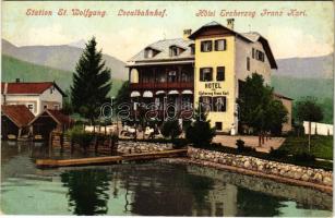 Sankt Wolfgang im Salzkammergut, Localbanhof. Hotel Erzherzog Franz Karl / hotel, lake (fl)