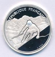 Franciaország 1989. 100Fr Ag XVI. Téli Olimpia - Albertville 1992 - Alpesi síelés (lesiklás) T:PP France 1989. 100 Francs Ag 16th Winter Olympics - Albertville 1992 - Alpine Skiing C:PP Krause KM#971