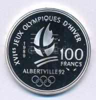 Franciaország 1989. 100Fr Ag "XVI. Téli Olimpia - Albertville 1992 - Alpesi síelés (lesiklás)&q...