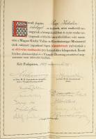 1917 Zeneakadémia, énektanítói oklevél Kodály Zoltán (1882-1967), Weiner Leó (1885-1960), Kacsoh Pon...