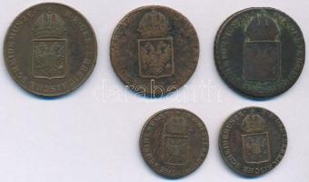 1816. 1/4kr Cu (2xklf: B és S verdejel) + 1kr Cu (3xklf: B, E és S verdejel) T:VF,F