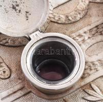 Art deco kalamáris. Nikkelezett fém, 2 üveg tégellyel, kopással, 26x18 cm