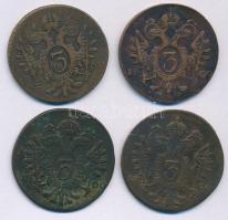 1800. 3kr Cu (4xklf: B, E, G és S verdejel) T:VF,F