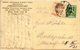 Wien, Vienna, Bécs; Konzert und Tanzsaal in Romei Trost's Etablissement "Türkenschanzpark&...