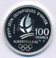Franciaország 1990. 100Fr Ag "XVI. Téli Olimpia - Albertville 1992 - Bob" T:PP 
France 19...