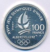 Franciaország 1990. 100Fr Ag "XVI. Téli Olimpia - Albertville 1992 - Szlalom síelés" T:PP ...