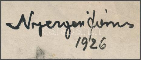 Nyergesi János (1895-1982): Lány a kútnál, 1926. Szén, papír, jelzett. Lapszéli apró sérüléssel, 23x...