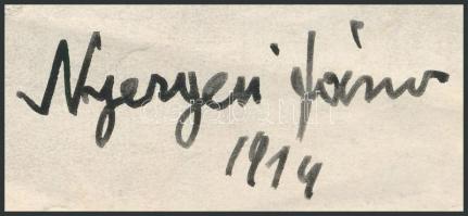 Nyergesi János (1895-1982): Mosás a Dunában, 1914. Szén, papír, jelzett. Lapszéli apró sérülésekkel,...