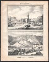 1853 Toroczkó-Szentgyörgy és Dézs. Klimbovics F. körajza. Kubinyi Ferenc: Magyarország és Erdély képekben c munkából. / Lithography 22x28 cm / Dej and Rimetea lithography