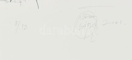 Nagy Gábor (1949-): Táj (...), 2001. Litográfia, papír, jelzett, 8/13 számozással, lapméret: 50×35 c...