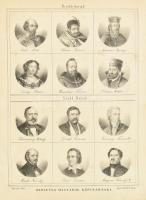 Hirneves magyarok képcsarnoka Régibb koriak: Csák Máté, Báthori István, Martinuzzi György, Zrínyi Ilona, Wesselényi Ferenc, Zrínyi Miklós. Ujabb koriak: Vörösmarty Mihály, Deák Ferenc, Kazinczy Ferenc, Markó Károly, Liszt Ferencz, Megyeri Károly. ; Készítő, Rohn Alajos 1850. Litográfia. 28x20 cm