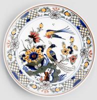 Royal Delft paradicsommadár mintás dísztál. Jelzett, hibátlan, d: 18,5 cm