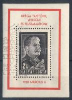 1953 Sztálin blokk elsőnapi bélyegzéssel (6.000)