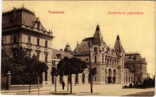 Temesvár, Timisoara; Józsefvárosi pályaudvar, vasútállomás. Sorsjegy a Szegény gyermekpoliklinika javára / railway station. Charity lottery ticket on the backside