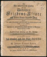 1746 Das Mit ausgebreiteten Händen vor dem Geschichten Friedens-Altare auf seinen Knien liegende Zeitz. Papírkötés, kopottas állapotban.