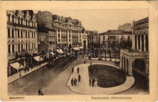 Bucharest, Bukarest, Bucuresti, Bucuresci; Theaterplatz, Viktoriestrasse / theatre, square (EK)