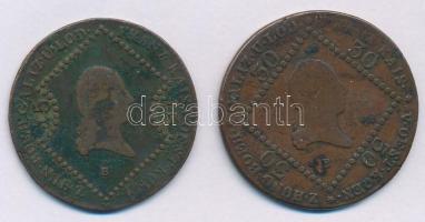 1807B 15kr Cu "I. Ferenc" + 1807B 30kr Cu "I. Ferenc" T:F