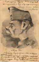 1913 Kézzel rajzolt osztrák-magyar katona / Hand-drawn K.u.k. military art, soldier (fl)