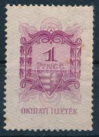 1945 1P okirati illetékbélyeg (rozsda / stain)