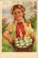 Magyar szocreál húsvéti üdvözlet, úttörő propaganda lap. Művészeti alkotások / Easter greeting, Hungarian Socialist propaganda, Pioneer movement (EK)