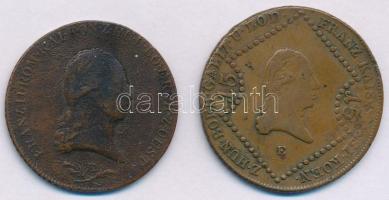 1800E 6kr Cu "I. Ferenc" + 1807E 15kr Cu "I. Ferenc" T:F
