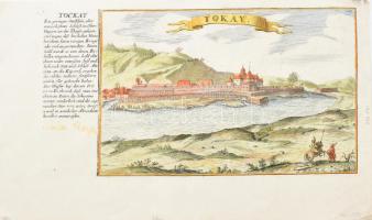 1720 Tokaj város rézmetszetű színezett látképe Megjelent: Bodenehr, Gabriel: Das durch den Römischen Adler von den Türcken befreyete Königreich Ungarn... (Augsburg, 1720 körül.) Lapméret 32x20 cm
