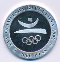 Spanyolország 1990. 2000P Ag Nyári Olimpia 1992 Barcelona - Barcelona92 logó T:PP ujjlenyomat, folt Spain 1990. 2000 Pesetas Ag 1992 Summer Olympics, Barcelona - Barcelona92 logo C:PP fingerprints, spot Krause KM#859