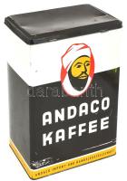 Andaco Kaffee nagyméretű kávés fémdoboz, benne cca 300-400 darab gombbal, 35x25x18 cm