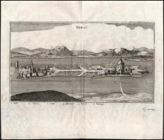 Tokaj város rézmetszetű látképe Megjelent: J.Koppmayer, Augsburg c. 1690. 17,5 x 31 cm