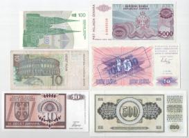 Jugoszlávia 1986. 500D + Horvátország 1991. 100D + 2012. 10K + Bosznia-Hercegovina 1993. (1992) 10D ...