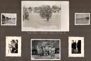 1932-1933 Újpesti cserkészcsapat táborozásáról és az 1933-as jamboree-n készített néhány fotót tartalmazó gyűjtemény albumlapokon és kivágásokon, legalább 20 db cserkészfotóval