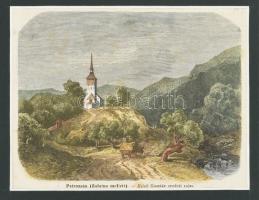 1861 Petrozsán Zalatna. mellett (Petro?ani, németül Petroschen), Erdély) Keleti Gusztáv rajza, Színezett fametszet 17x14 cm Paszpartuban