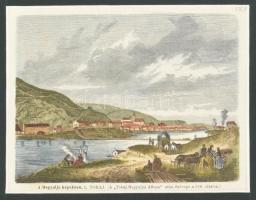 1868 Tokaj. A helyaja képekben. a Tokaj Hegyalja album után. , Színezett fametszet, megjelent: Hazánk és a külföld. 16x12 cm Paszpartuban