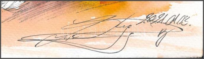 ZéKovács József (Zé Kovács Jozsef, 1951-): Don Quichote (...) a fogadóban, Sancho kint étkezik a fog...