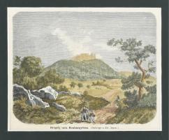 1868 Drégely vára Hontmegyében. Színezett fametszet, megjelent: Hazánk és a külföld. 17x13 cm Paszpartuban