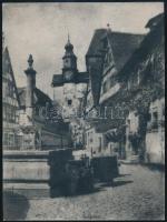 Pécsi József (1889-1956): Rothenburg, városkép, brómolaj nagyítás, szép állapotban, 22×16,5 cm