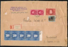 1946 (11. díjszabás) Ajánlott levél 9 db bélyeggel bérmentesítve (280.000P)