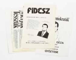 1990 Esztergom, az első szabad választás 11 db különböző politikai röplapja
