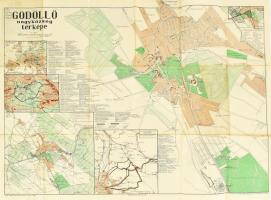 cca 1930-1940 Gödöllő nagyközség térképe, szerk.: vitéz Ortutay Pál és Pápay D., 1 : 11.500, Klösz György és Fia térképészeti műintézet, hátoldalán tárgymutatóval és képes ismertetővel, kis szakadásokkal, 68,5x49,5 cm