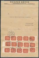 1946 (24. díjszabás) Levél 15 db Milpengő bélyeggel Budapestről Szegedre