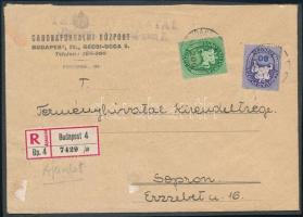 1946 (11. díjszabás) Távolsági ajánlott levél 2 db Lovasfutár bélyeggel, túlbérmentesítve