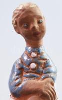 Kovács Margit (1902-1977): Kislány kendővel. Festett kerámia, jelzett, hibátlan, m: 12 cm /// Margit...