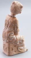 Kovács Margit (1902-1977): Széken ülő kislány. Festett kerámia, jelzett, hibátlan, m: 19 cm /// Marg...