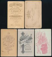 cca 1870-1900 5 db keményhátú portré erdélyi műtermekből (Lojanek János, Hess és Társa, Leopold Adle...