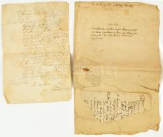 cca 1650-1750 5 db antik kézirat, hivatalos levél, viaszpecsétes irat, vegyes állapotban megfejteni ...