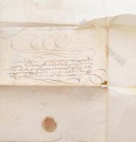 1688 Egy oldalas kézzel írt ex offo levél, viaszpecséttel "Batthyány hercegi levéltár, Körmend&...