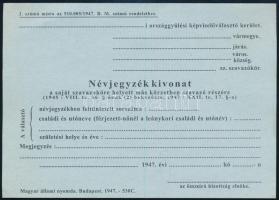 1947 A ,,kékcédulás választások" kitöltetlen cédulája (Névjegyzékkivonat / Szavazási űrlap), 14,5x10 cm