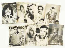 Külföldi színészeket, énekeseket ábrázoló képek, 9 db, 9x6 cm körül