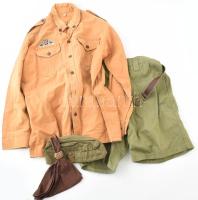 1933 Komplett cserkész egyenruha a Jamboree-ról, nadrág övvel, ing, kendő, sapka